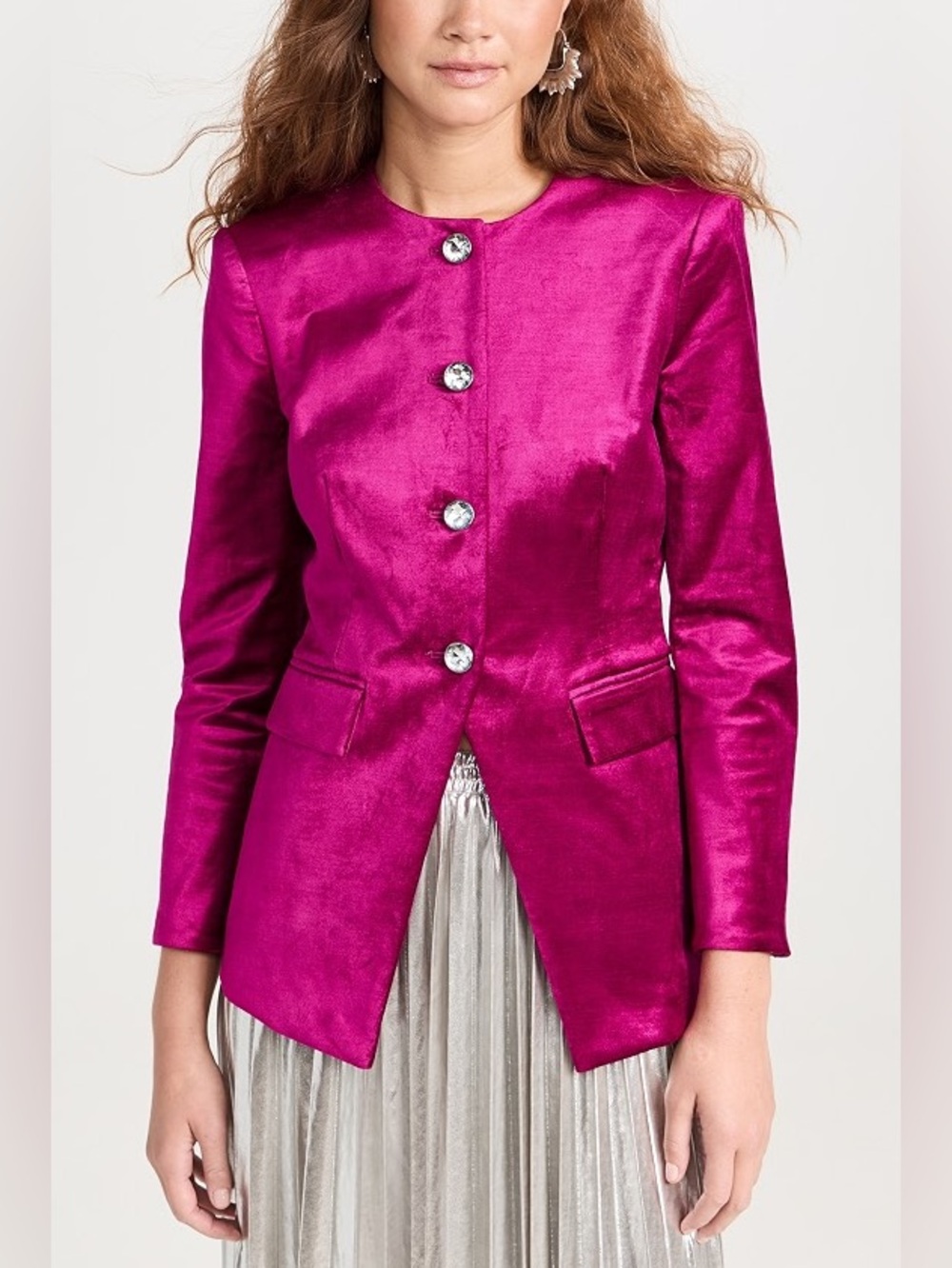 VERONICA BEARD Cencia PINK Velvet Collarless Jacket Size 0 NWOT